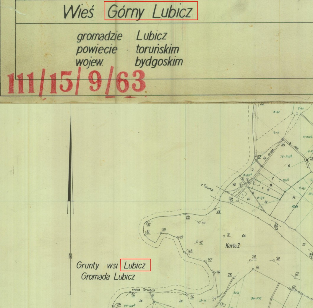 fragment mapy ewidencji gruntw 1963
